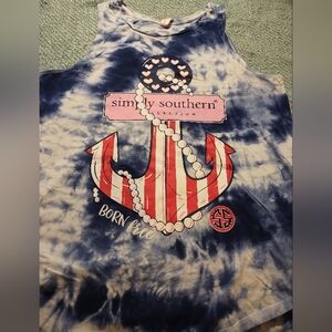 🇺🇸 Clearance 🇺🇸Simply Southern  Patriotic Anchor Tank Top - Blue and Red